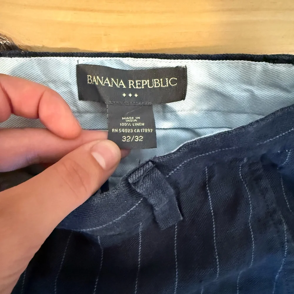 Banana Republic Dark Blue Striped Trousers Linen